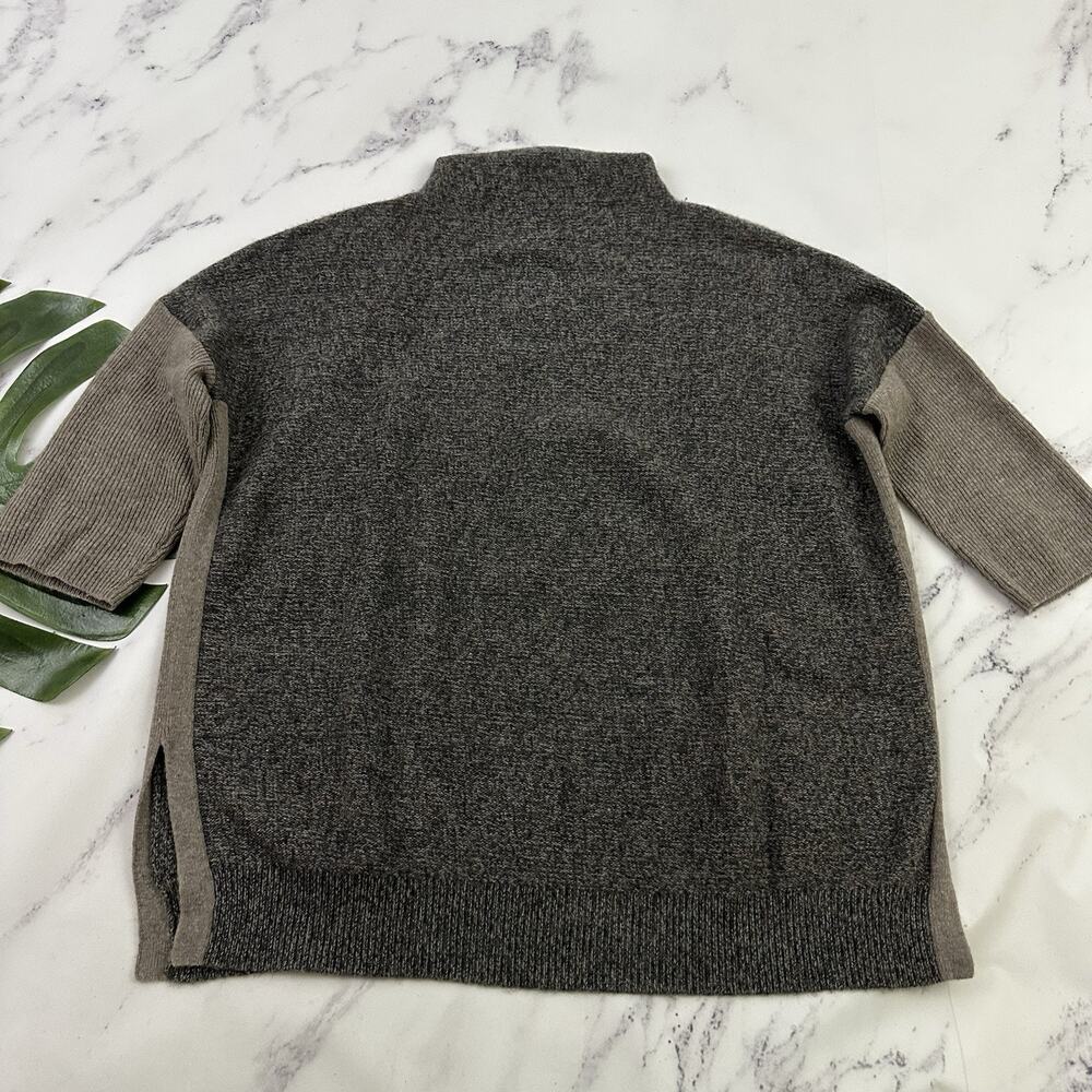 Kinross Womens Cashmere Sweater Size S Gray Taupe Boxy Fit Mock Neck Pullover